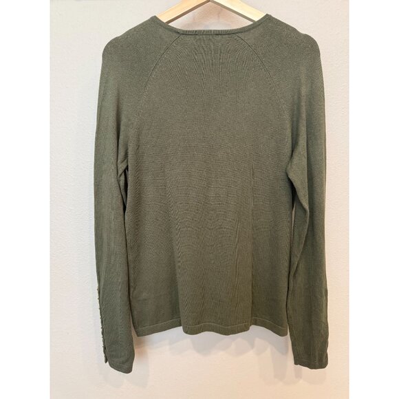 J. McLaughlin Pullover Green Crew Neck Sweater Medium Long Sleeves Soft Preppy - Picture 2 of 7